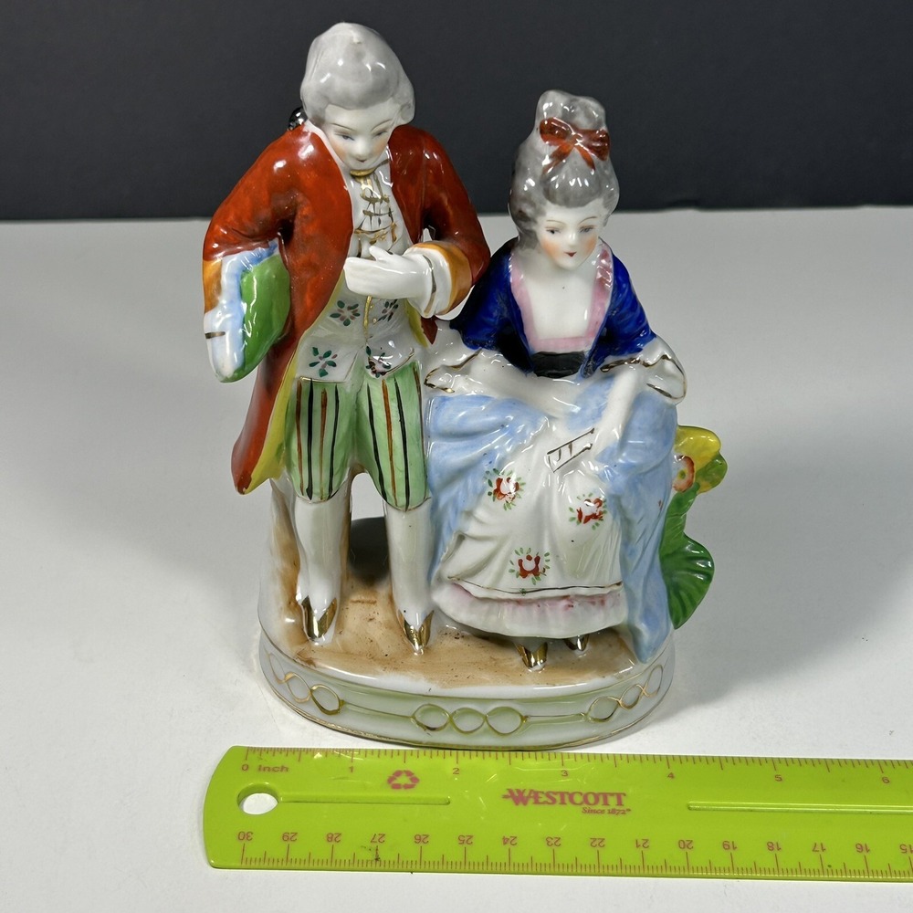 Vintage Occupied Japan Ceramic Victorian Couple Colonial Couple Japan - Picture 7 of 7
